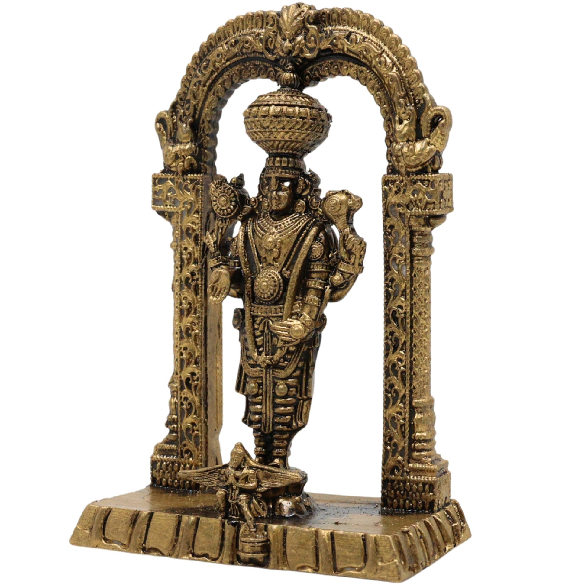 Brass Venkateshwara Baji Idol, Balaji Murti, Srinivasa Statue, Tirupati Perumal Vigraha for Pooja, Home Decor & Spiritual Gifting, Gold, 3 Inch, 1 Piece