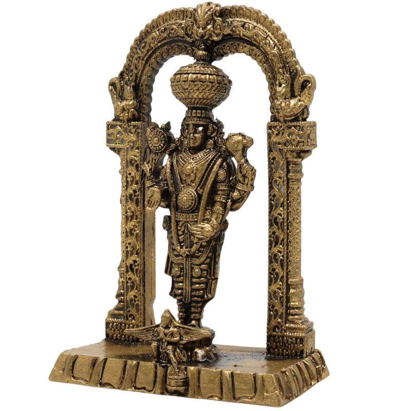 Brass Venkateshwara Baji Idol, Balaji Murti, Srinivasa Statue, Tirupati Perumal Vigraha for Pooja, Home Decor & Spiritual Gifting, Gold, 3 Inch, 1 Piece