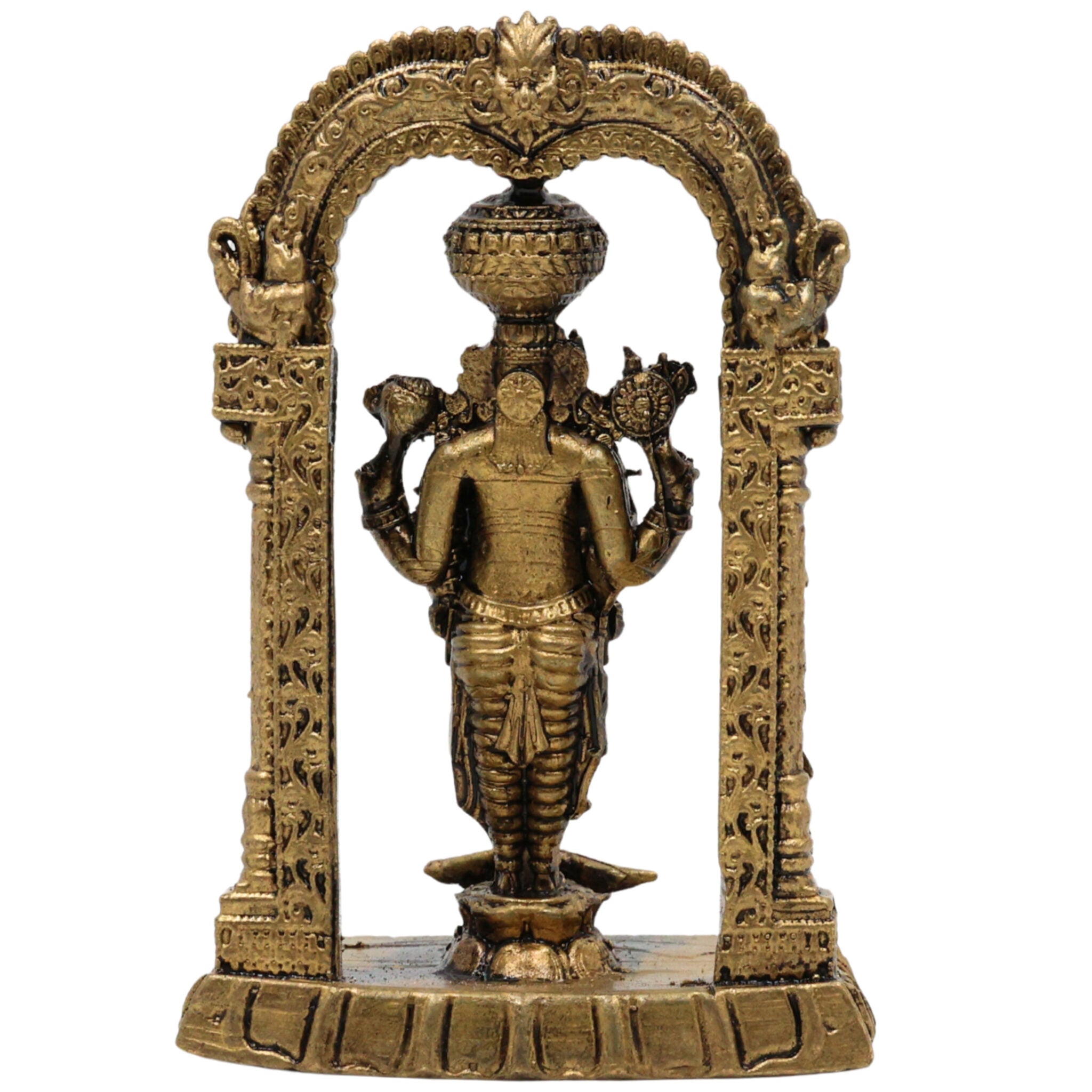 Brass Venkateshwara Baji Idol, Balaji Murti, Srinivasa Statue, Tirupati Perumal Vigraha for Pooja, Home Decor & Spiritual Gifting, Gold, 3 Inch, 1 Piece