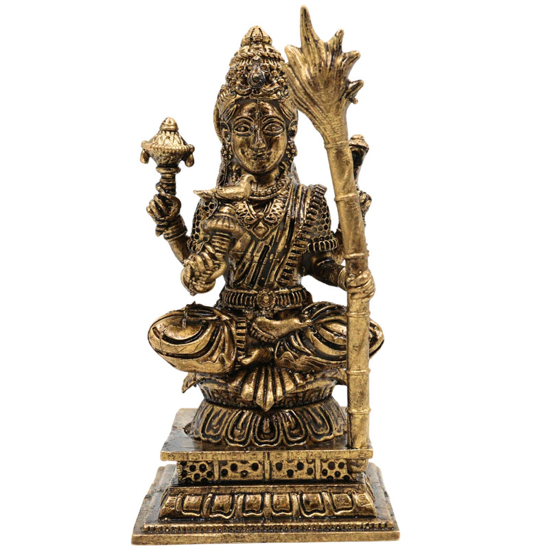 Brass Small Kamakshi Idol, Rajarajeswari Murti, Pratima, Vigraham, Bhagwati Statue for Pooja, Home Decor & Spiritual Gifts, Gold, 3 Inch, 1 Piece