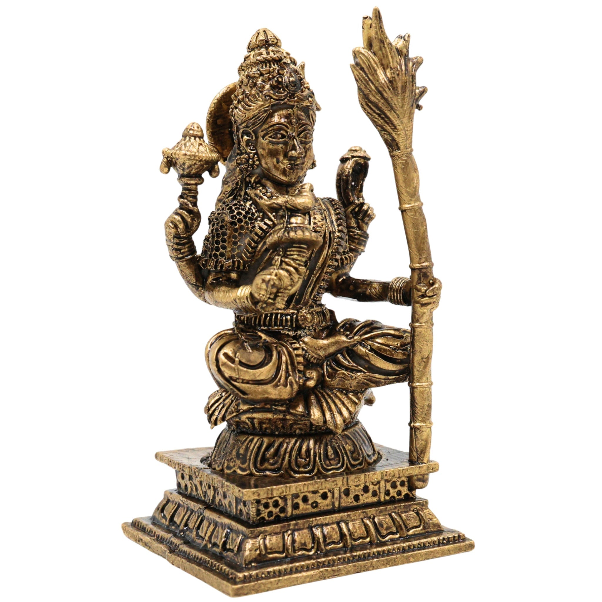 Brass Small Kamakshi Idol, Rajarajeswari Murti, Pratima, Vigraham, Bhagwati Statue for Pooja, Home Decor & Spiritual Gifts, Gold, 3 Inch, 1 Piece