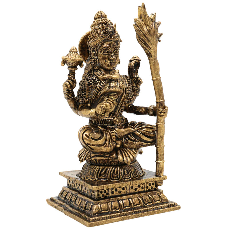 Brass Small Kamakshi Idol, Rajarajeswari Murti, Pratima, Vigraham, Bhagwati Statue for Pooja, Home Decor & Spiritual Gifts, Gold, 3 Inch, 1 Piece
