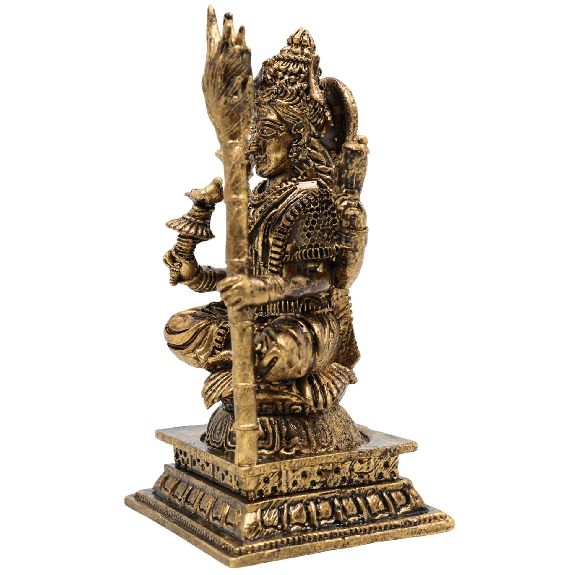 Brass Small Kamakshi Idol, Rajarajeswari Murti, Pratima, Vigraham, Bhagwati Statue for Pooja, Home Decor & Spiritual Gifts, Gold, 3 Inch, 1 Piece