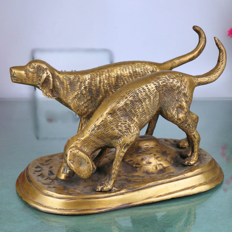 Brass Dog Idol, Peetal Dog Statue, Kutta Ka Murti Figurine, Indian Desi Dog Sculpture, Gold, 6 Inch, 1 Piece