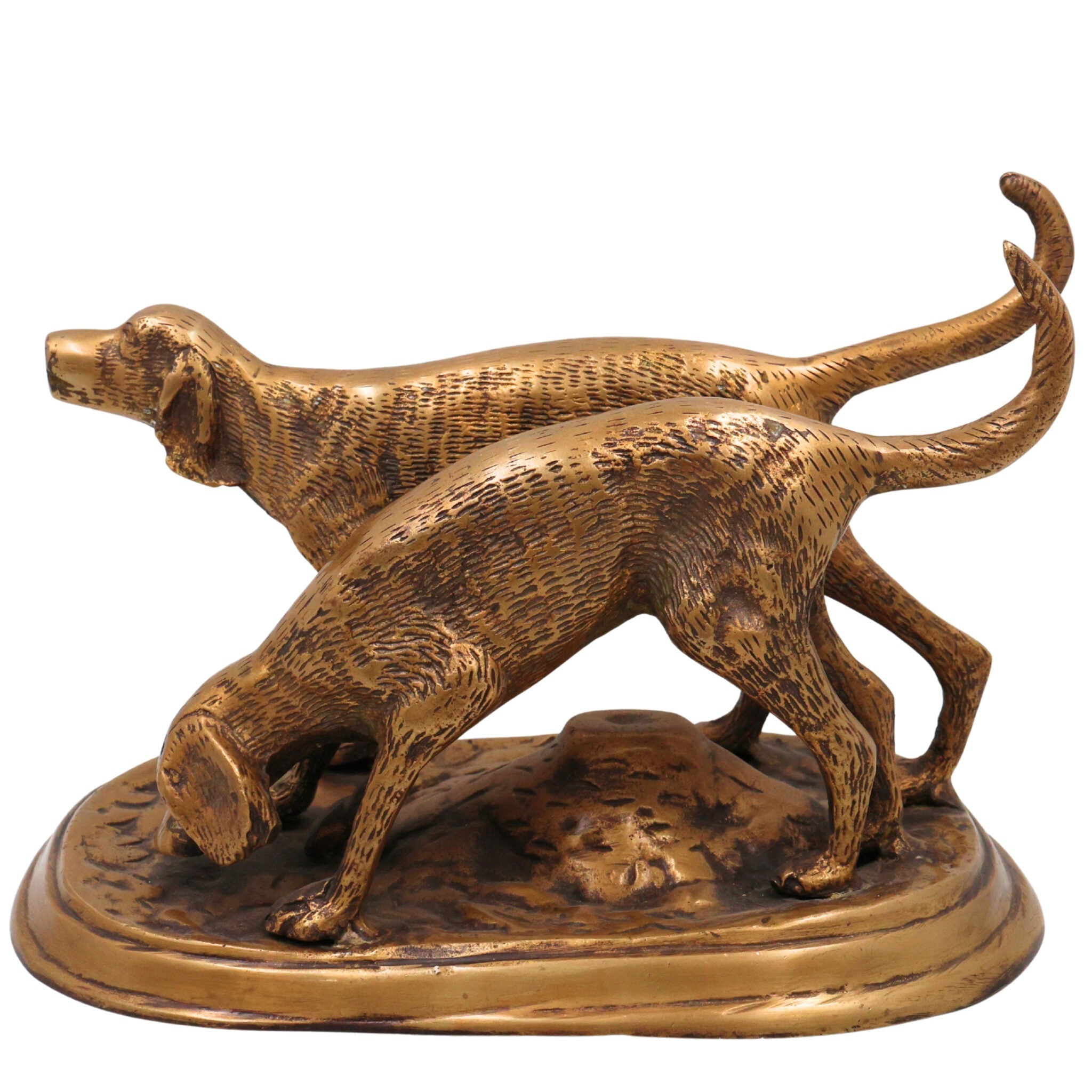 Brass Dog Idol, Peetal Dog Statue, Kutta Ka Murti Figurine, Indian Desi Dog Sculpture, Gold, 6 Inch, 1 Piece