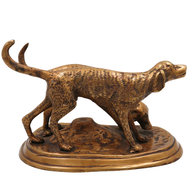 Brass Dog Idol, Peetal Dog Statue, Kutta Ka Murti Figurine, Indian Desi Dog Sculpture, Gold, 6 Inch, 1 Piece