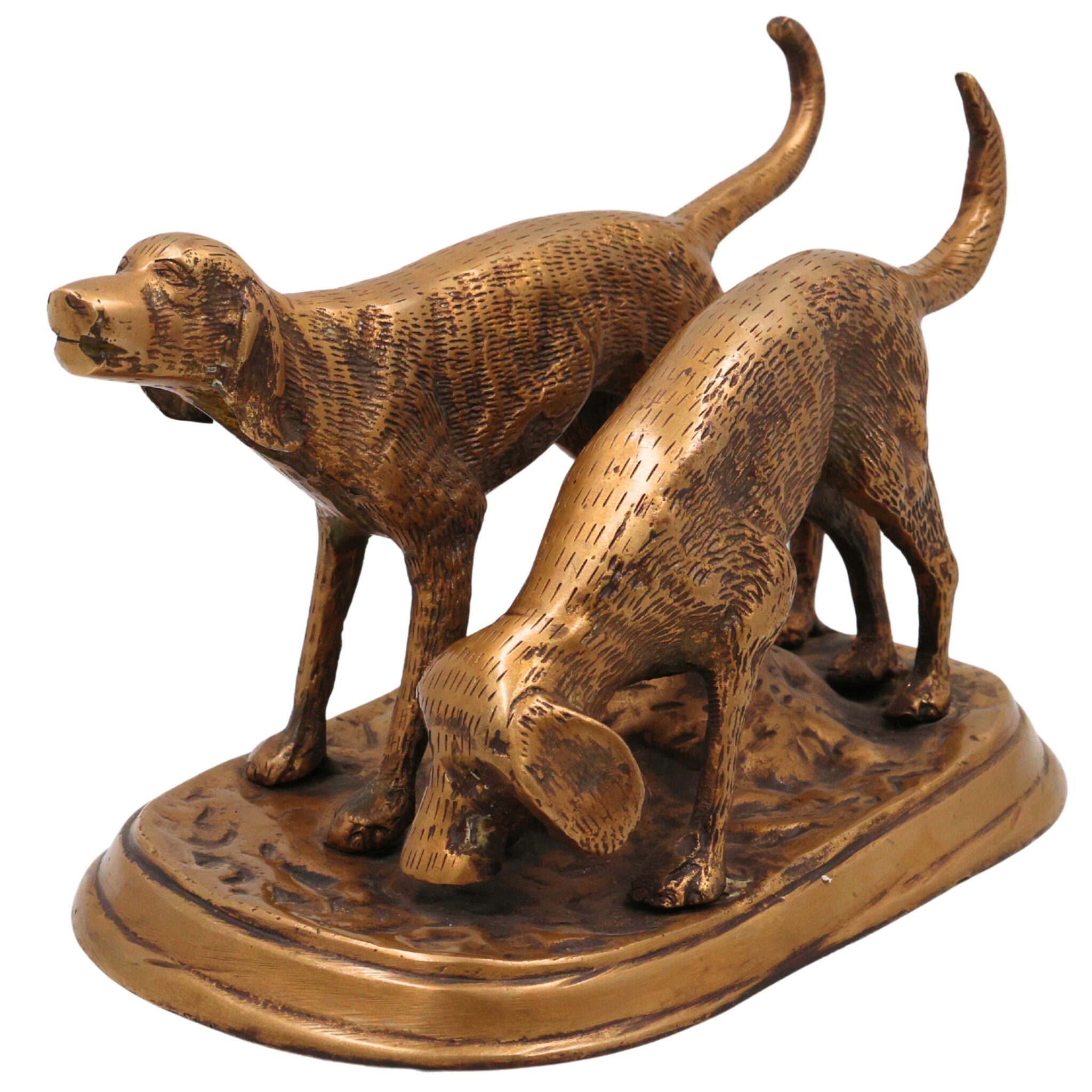 Brass Dog Idol, Peetal Dog Statue, Kutta Ka Murti Figurine, Indian Desi Dog Sculpture, Gold, 6 Inch, 1 Piece