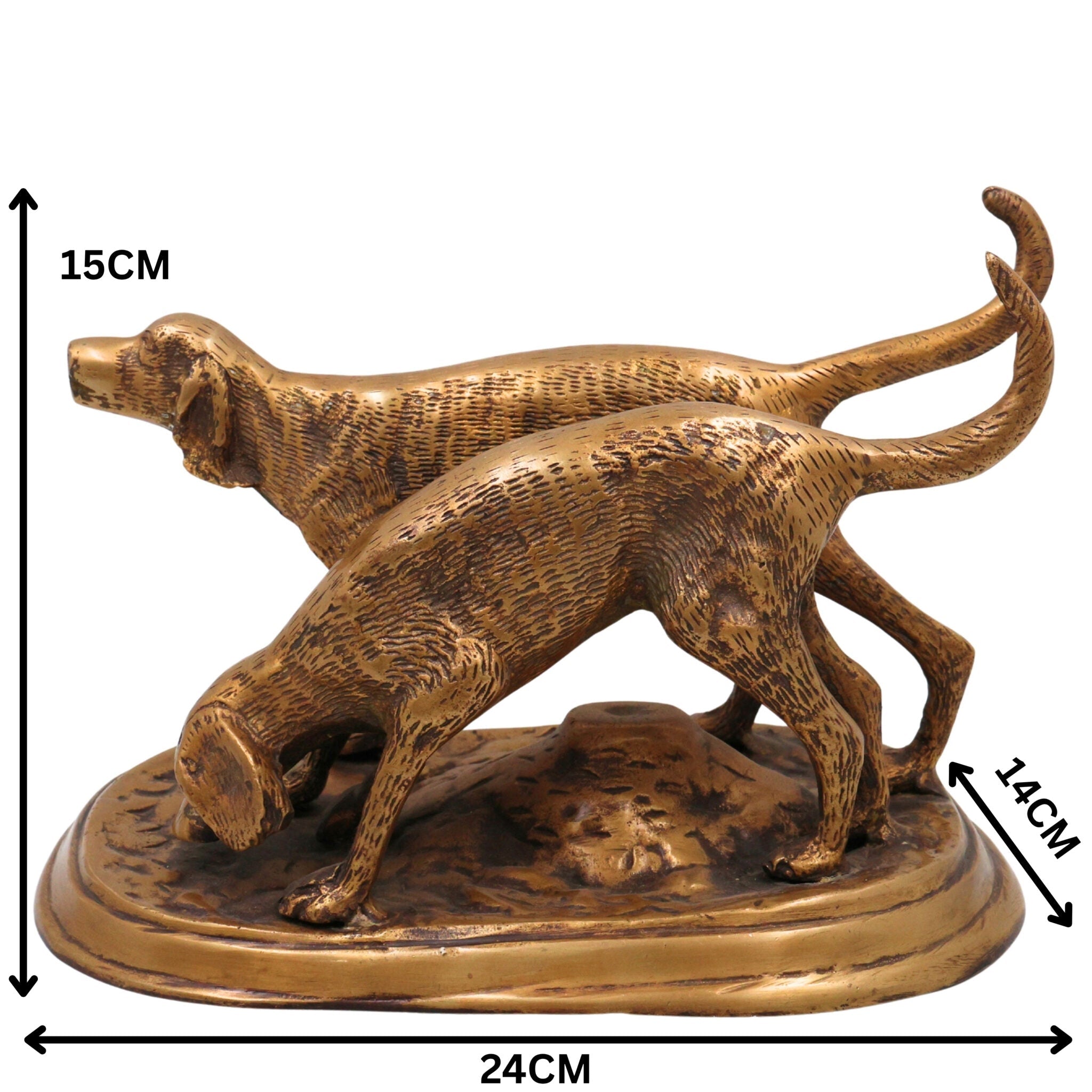 Brass Dog Idol, Peetal Dog Statue, Kutta Ka Murti Figurine, Indian Desi Dog Sculpture, Gold, 6 Inch, 1 Piece