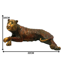 Brass Tigress Sculpture, Royal Bengal Tigress Idol, Panthera Tigress Murti, Peetal Jungle King Statue, Vyaghra Figurine , Gold, 4 Inch, 1 Piece