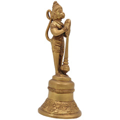 Brass Hanuman Bell, Ghanti, Anjenaya gante for Pooja, Aarti & Home Decor, Gold, 7 Inch, 1 Piece