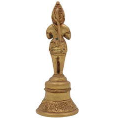 Brass Hanuman Bell, Ghanti, Anjenaya gante for Pooja, Aarti & Home Decor, Gold, 7 Inch, 1 Piece