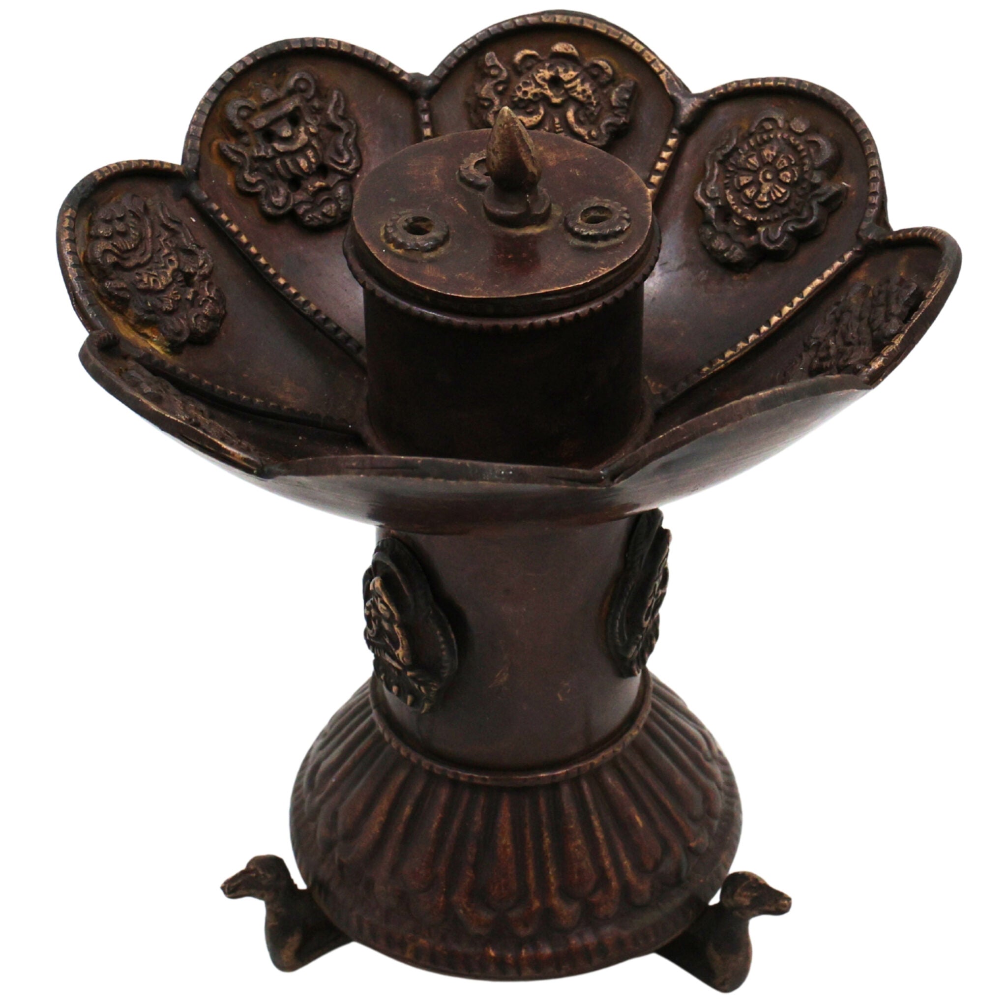 Brass Premium Doopadani | Peetal Dhoop Dani | Pittal Sambrani Holder | Handcrafted Puja Dhoop Burner for Home Temple & Aarti, Brown, 6 Inch, 1 Piece