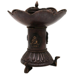 Brass Premium Doopadani | Peetal Dhoop Dani | Pittal Sambrani Holder | Handcrafted Puja Dhoop Burner for Home Temple & Aarti, Brown, 6 Inch, 1 Piece