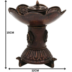 Brass Premium Doopadani | Peetal Dhoop Dani | Pittal Sambrani Holder | Handcrafted Puja Dhoop Burner for Home Temple & Aarti, Brown, 6 Inch, 1 Piece