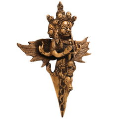 Brass Phurba Vajra Idol | Tibetan Dorje Kila Dagger | Vajrakilaya Buddhist Ritual Statue | Tantric Vajra Kila for Pooja & Home Decor, Gold, 10.5 Inch, 1 Piece