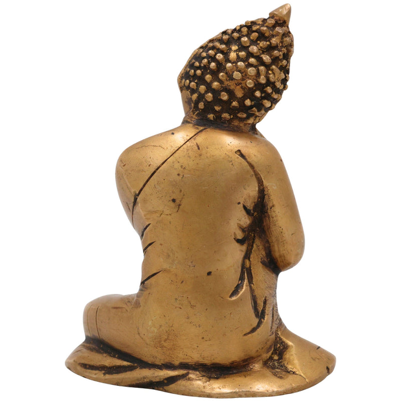 Brass Handcrafted Buddha Idol | Peetal Gautama Shakyamuni Statue for Home Decor, Pooja & Meditation | Siddhartha Tathagata Murti | Ashtadhatu Buddha Vigraha | Spiritual Gift, Gold, 4 Inch, 1 Piece