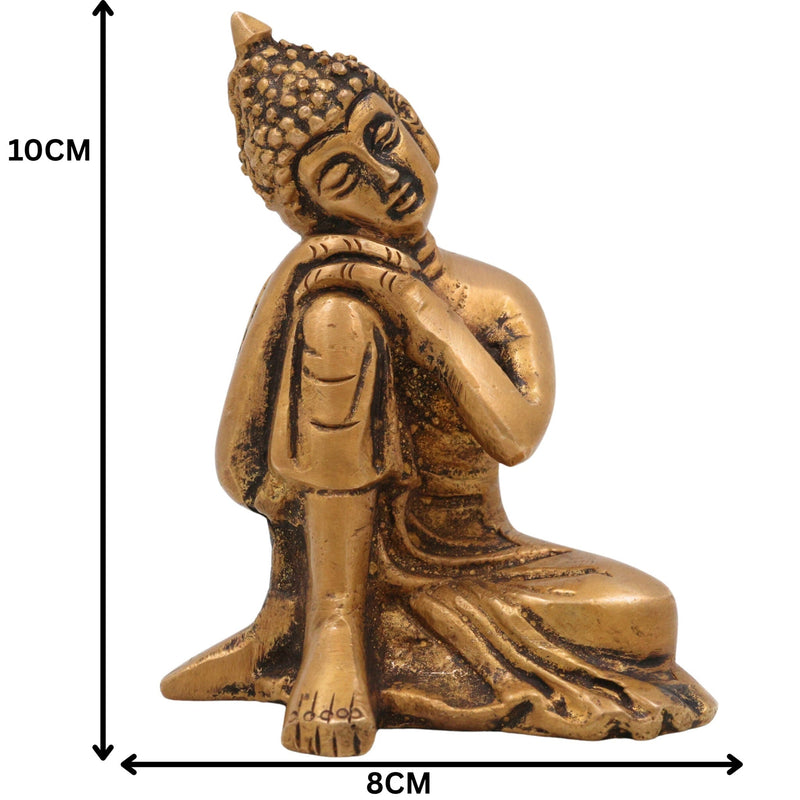 Brass Handcrafted Buddha Idol | Peetal Gautama Shakyamuni Statue for Home Decor, Pooja & Meditation | Siddhartha Tathagata Murti | Ashtadhatu Buddha Vigraha | Spiritual Gift, Gold, 4 Inch, 1 Piece