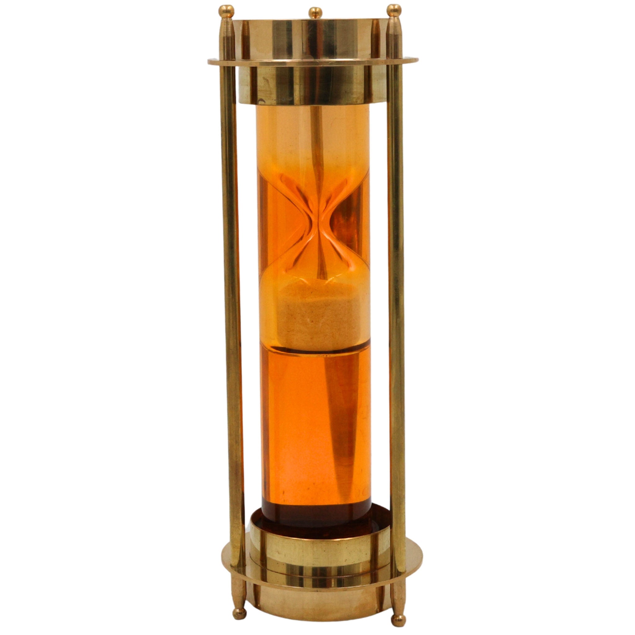 Brass Sand Timer With Compass | Peetal Hourglass | Pittal Decorative Handcrafted Sand Clock, Gold, 7 Inch, 1 Piece