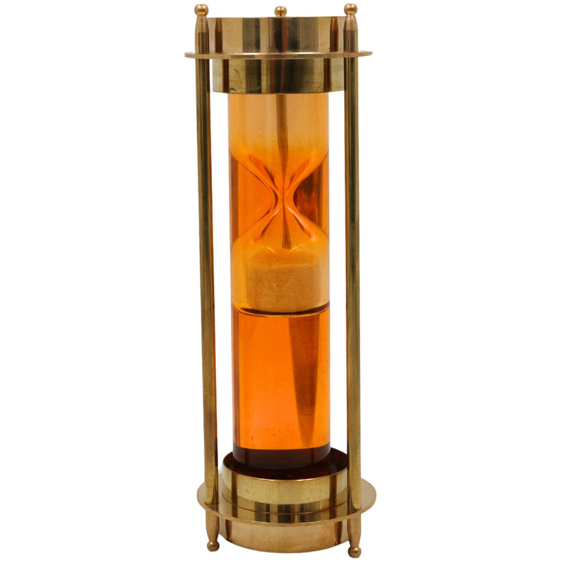 Brass Sand Timer With Compass | Peetal Hourglass | Pittal Decorative Handcrafted Sand Clock, Gold, 7 Inch, 1 Piece