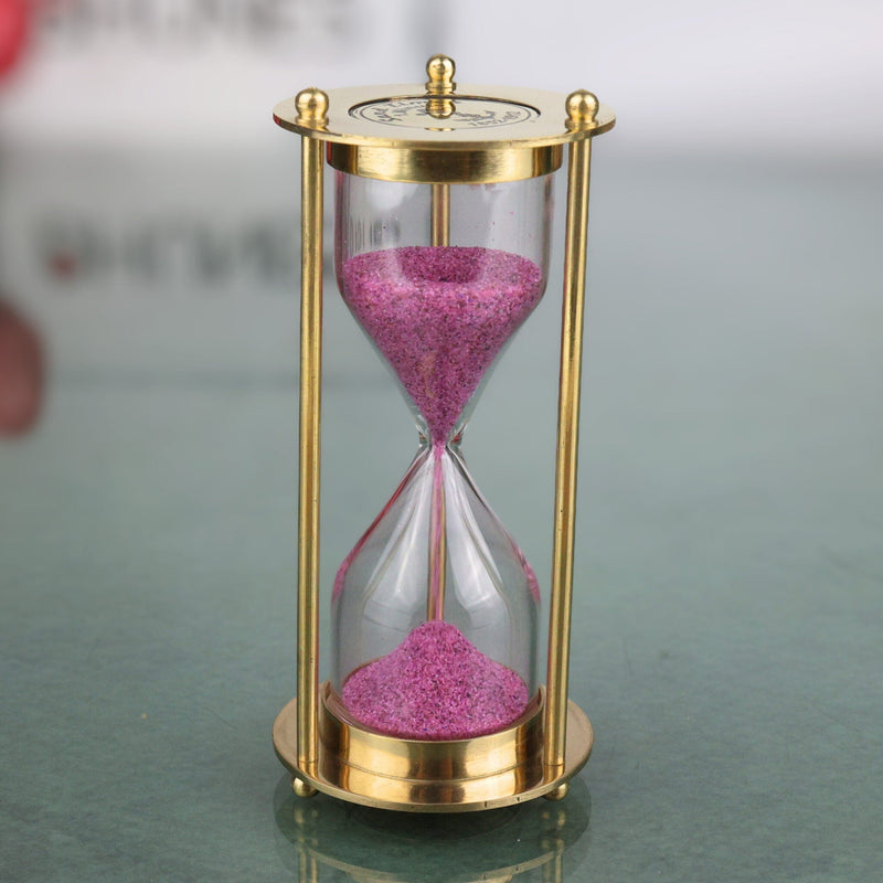 Brass Sand Timer, Hourglass, Peetal Sand Clock Office And Home Decor, Gold, 4 Inch, 1 Piece