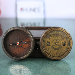 Brass Compass With 40 yrs Calendar And World Timer – Peetal Nautical Sundial, Pocket Perpetual Calendar for Home, Office, Rituals & Collectors, Brown, 2 Inch, 1 Piece