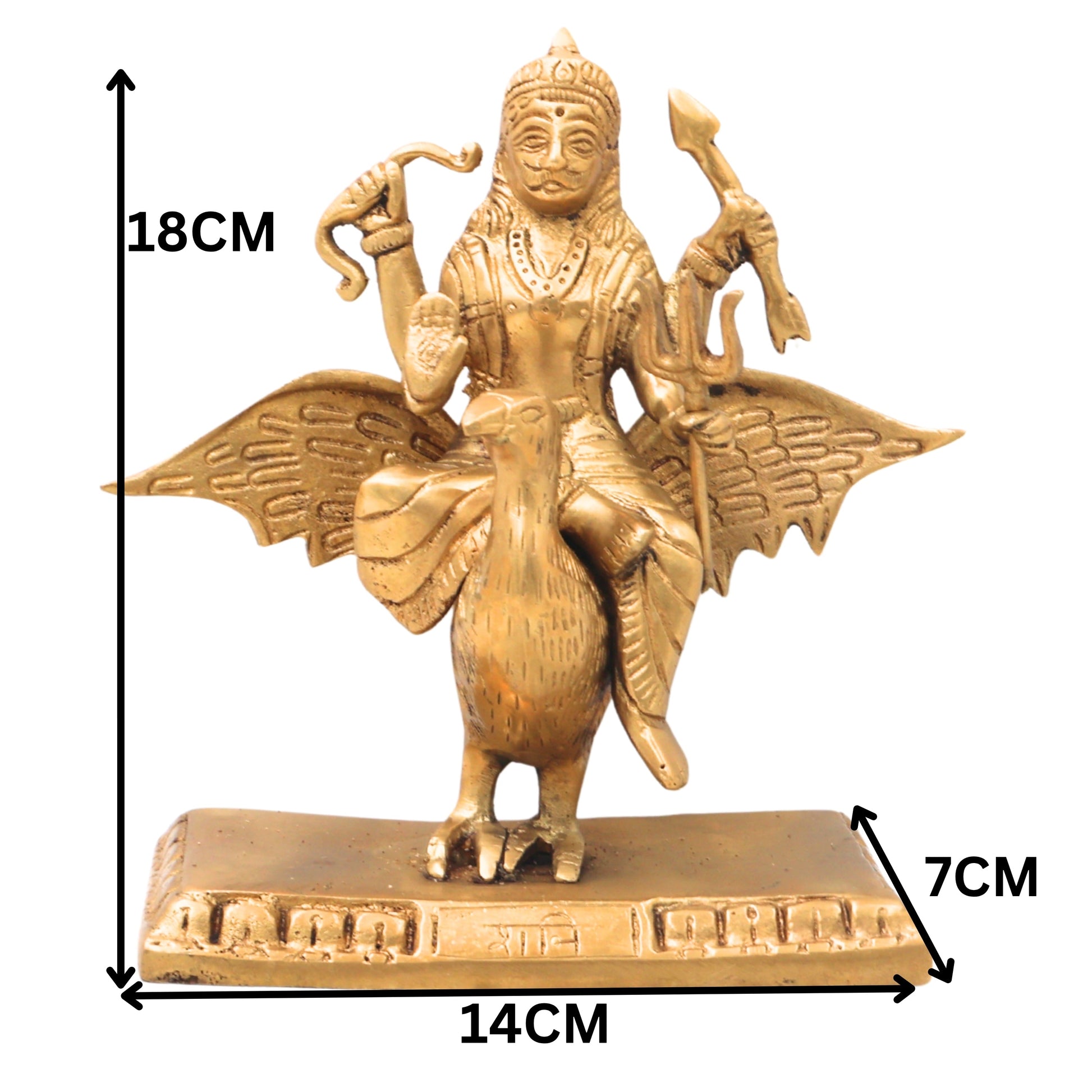 Brass Shani Dev Idol, Handcrafted Shani Bhagwan Murti, Shanishwara Statue, Saneeswaran Vigraham | Lord Shanaishchara Pital Moorti for Home Temple & Puja Decor,Gold, 7 Inch, 1 Piece