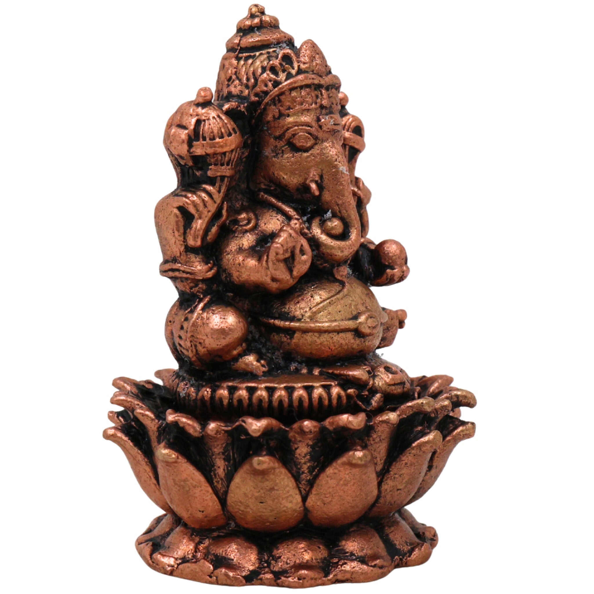 Copper Ganesha Idol, Handcrafted Tamra Ganapati Statue, Thamira Vinayaka, Pillaiyar Murti for Pooja, Home Decor & Gifts, Brown, 2 Inch, 1 Piece