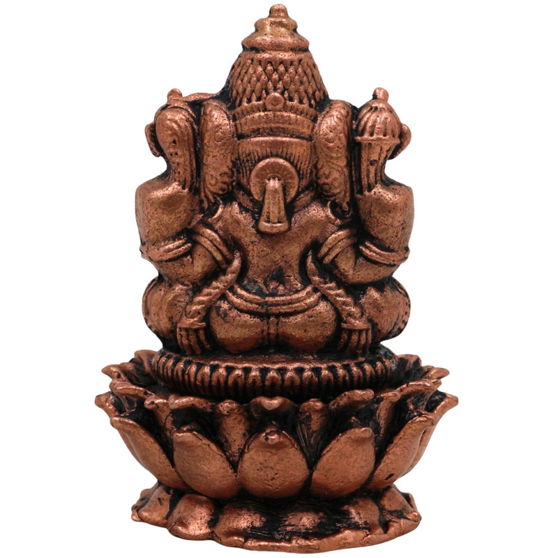 Copper Ganesha Idol, Handcrafted Tamra Ganapati Statue, Thamira Vinayaka, Pillaiyar Murti for Pooja, Home Decor & Gifts, Brown, 2 Inch, 1 Piece