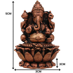 Copper Ganesha Idol, Handcrafted Tamra Ganapati Statue, Thamira Vinayaka, Pillaiyar Murti for Pooja, Home Decor & Gifts, Brown, 2 Inch, 1 Piece