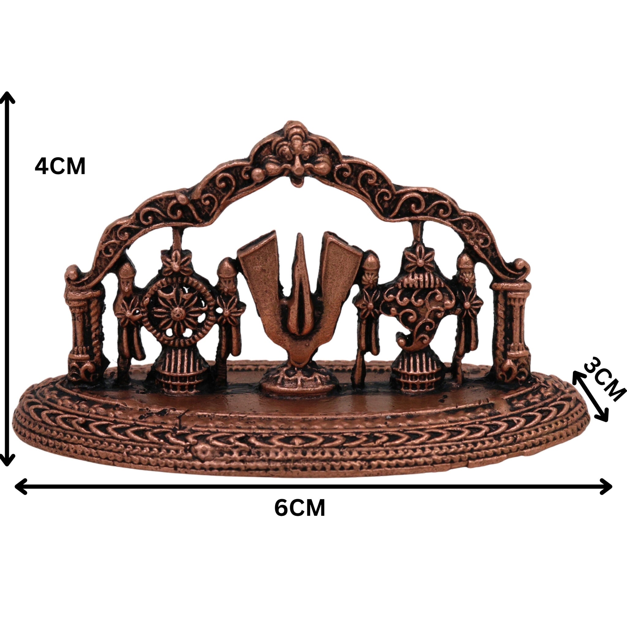 Copper Balaji Symbols, Tamra Venkateswara Shanka Chakra Namam, Tirupati Govinda Srinivasa Perumal Pooja Gift, Brown, 1.5 Inch, 1 Piece