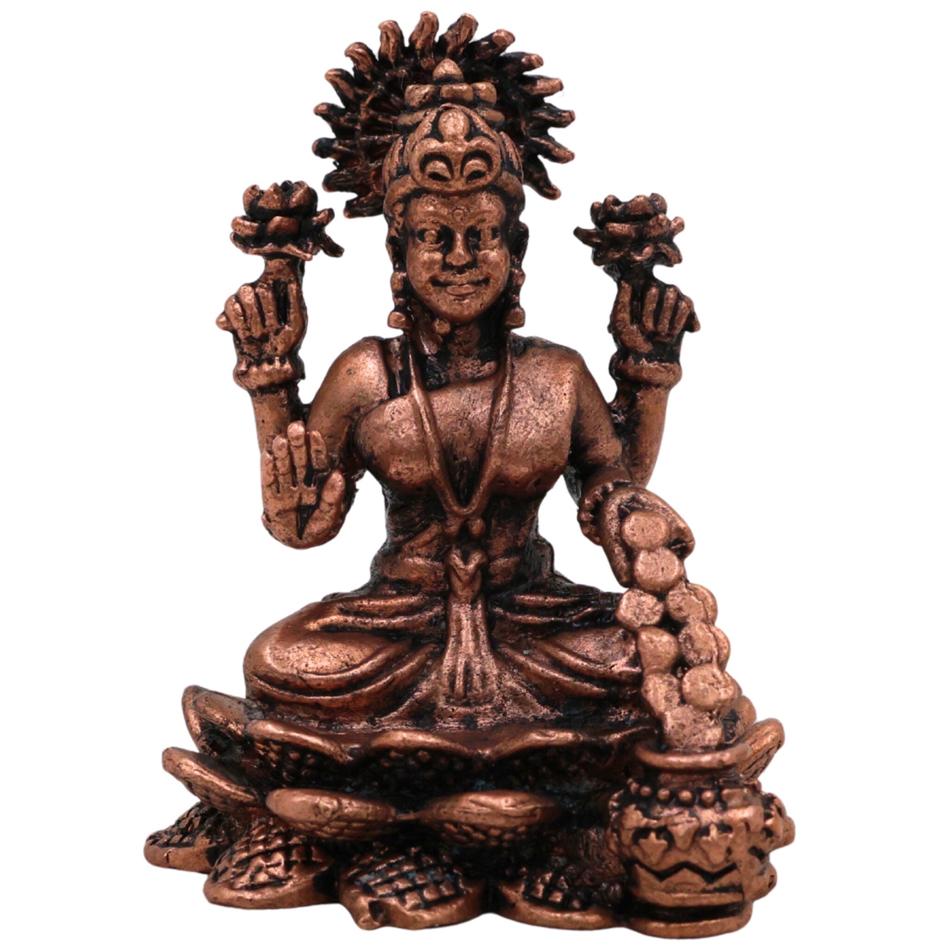 Copper Lakshmi Idol, Tamra Mahalakshmi Murti, Varalakshmi Statue for Pooja, Temple & Home Decor, Brown, 2 Inch, 1 Piece