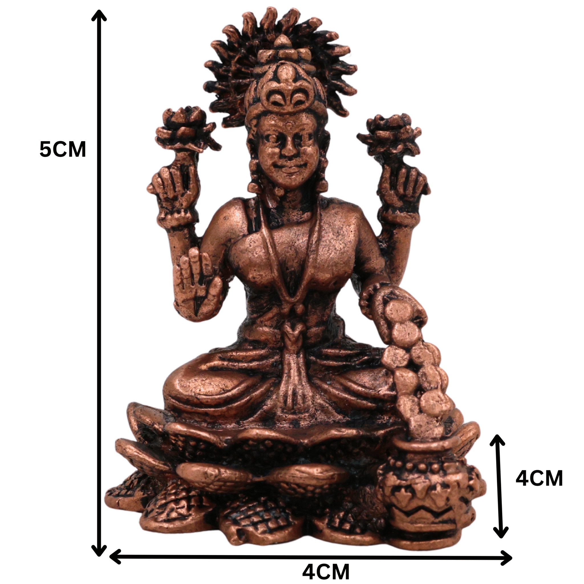 Copper Lakshmi Idol, Tamra Mahalakshmi Murti, Varalakshmi Statue for Pooja, Temple & Home Decor, Brown, 2 Inch, 1 Piece
