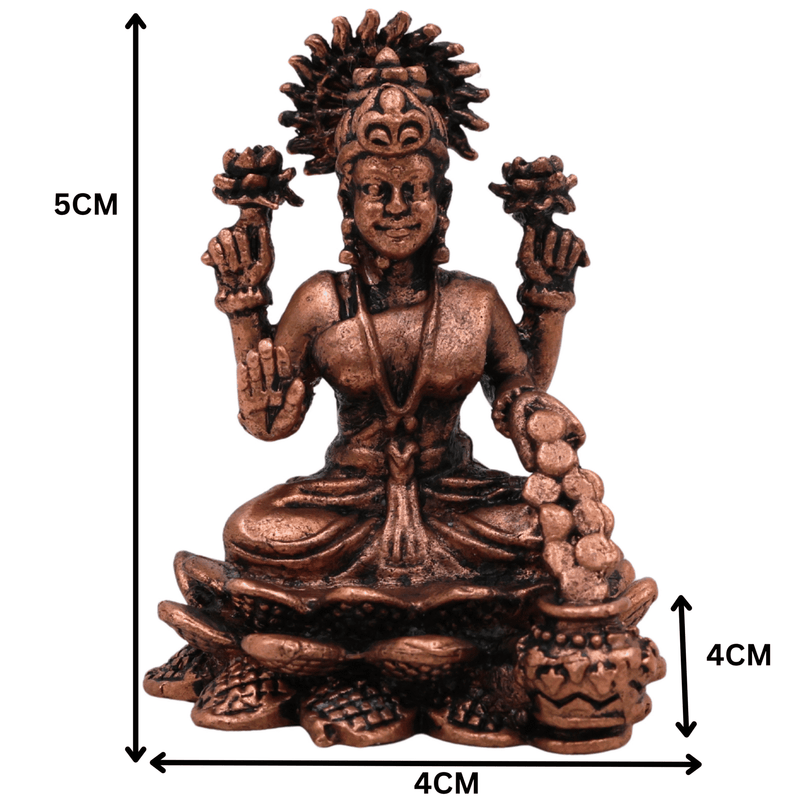Copper Lakshmi Idol, Tamra Mahalakshmi Murti, Varalakshmi Statue for Pooja, Temple & Home Decor, Brown, 2 Inch, 1 Piece