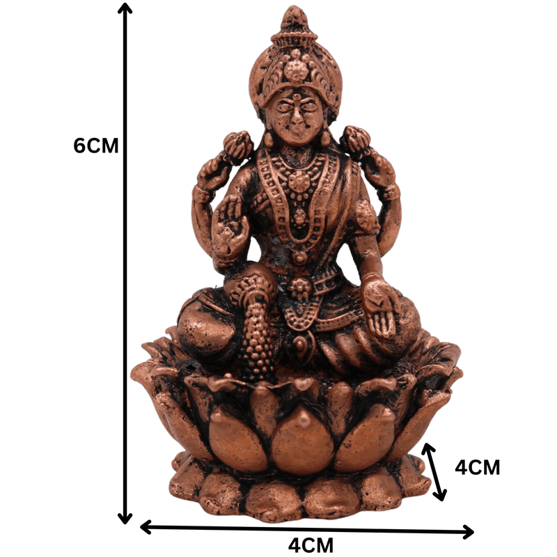 Copper Tamra Lakshmi Idol, Handcrafted Thamira lakshmi Murti, Shri Devi Mahalakshmi Vigraham for Pooja & Home Decor, Brown, 2.5 Inch, 1 Piece