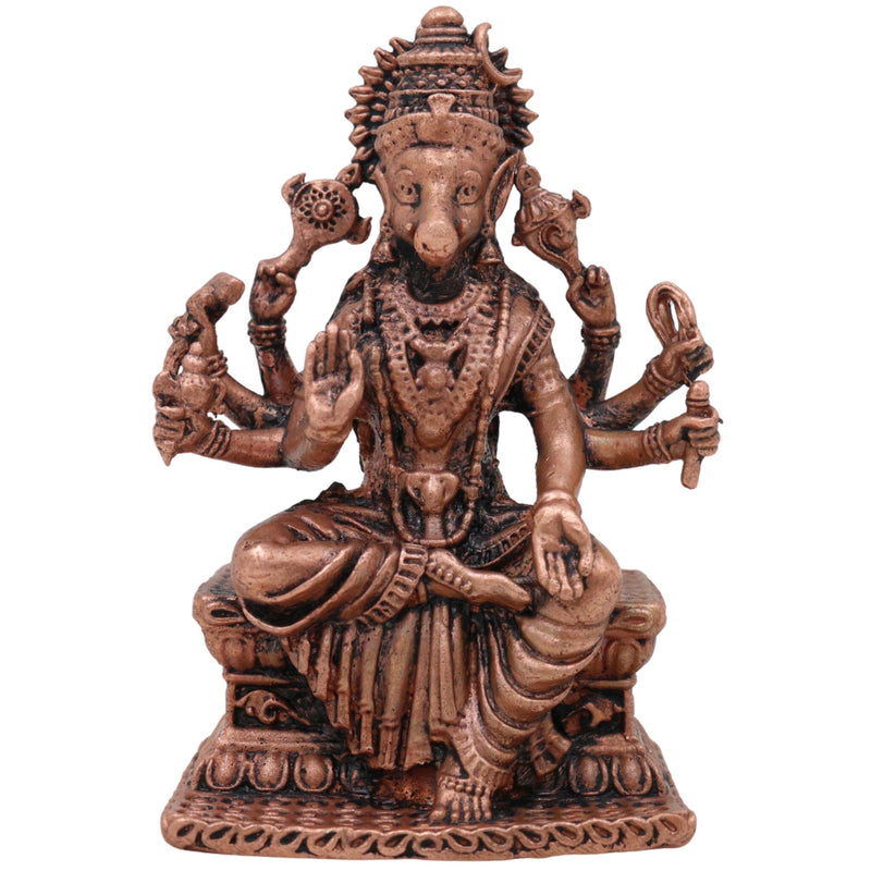 Copper Varahi Amman Idol, Handcrafted Tamra Varahi Devi Murti for Pooja, Home Decor & Spiritual Gifting, Gold, 3 Inch, 1 Piece