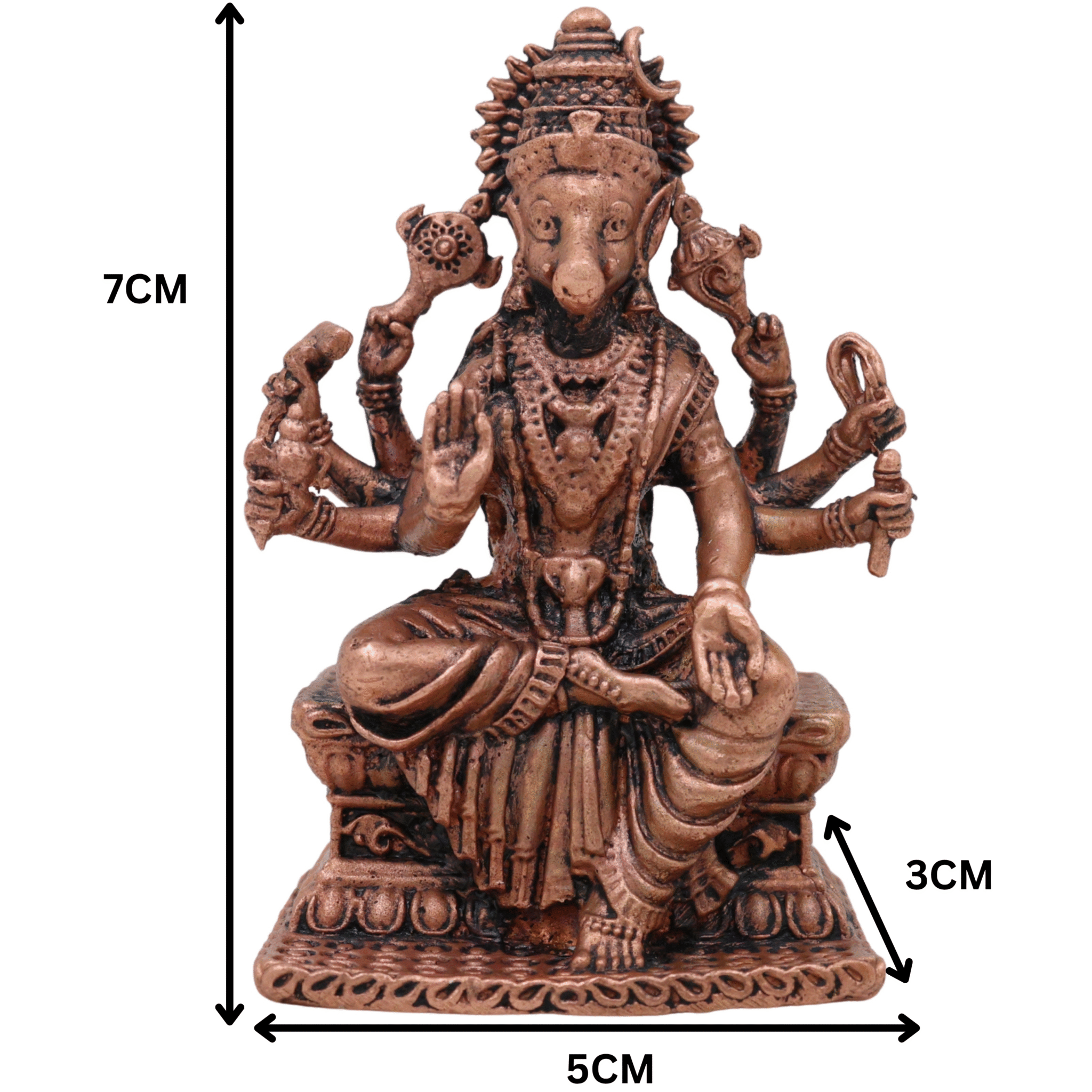 Copper Varahi Amman Idol, Handcrafted Tamra Varahi Devi Murti for Pooja, Home Decor & Spiritual Gifting, Gold, 3 Inch, 1 Piece