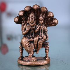 Copper Lakshmi Narasimha Idol, Tamra Narasimha Lakshmi Murti, Handcrafted Mahalakshmi Narasimha Statue for Pooja, Temple & Home Decor, Brown, 2.5 Inch, 1 Piece