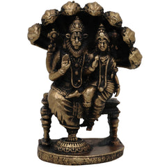 Brass Lakshmi Narasimha Idol, Laxmi Narasimha Murti, Peetal Narasimha Lakshmi Vigraham, Pital Lakshmi Narasimha Statue for Pooja Decor, Gold, 2.5 Inch, 1 Piece
