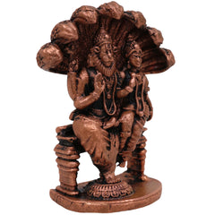Copper Lakshmi Narasimha Idol, Tamra Narasimha Lakshmi Murti, Handcrafted Mahalakshmi Narasimha Statue for Pooja, Temple & Home Decor, Brown, 2.5 Inch, 1 Piece