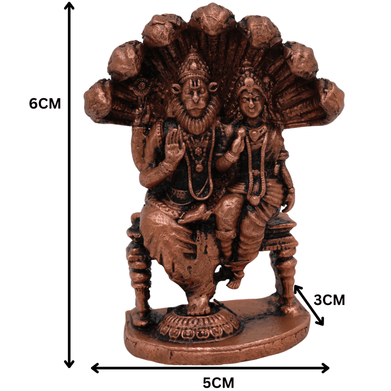 Copper Lakshmi Narasimha Idol, Tamra Narasimha Lakshmi Murti, Handcrafted Mahalakshmi Narasimha Statue for Pooja, Temple & Home Decor, Brown, 2.5 Inch, 1 Piece