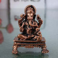 Copper Ganesha Idol, Handcrafted Tamra Ganapati Vinayaka Statue, Thamira Pillaiyar Ganesh Murti for Pooja, Home Decor & Spiritual Gifts, Brown, 1.5 Inch, 1 Piece