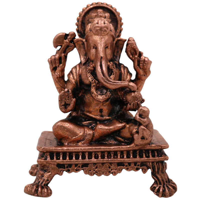 Copper Ganesha Idol, Handcrafted Tamra Ganapati Vinayaka Statue, Thamira Pillaiyar Ganesh Murti for Pooja, Home Decor & Spiritual Gifts, Brown, 1.5 Inch, 1 Piece