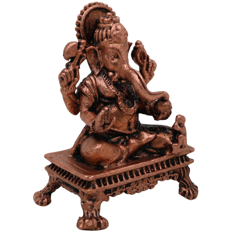 Copper Ganesha Idol, Handcrafted Tamra Ganapati Vinayaka Statue, Thamira Pillaiyar Ganesh Murti for Pooja, Home Decor & Spiritual Gifts, Brown, 1.5 Inch, 1 Piece