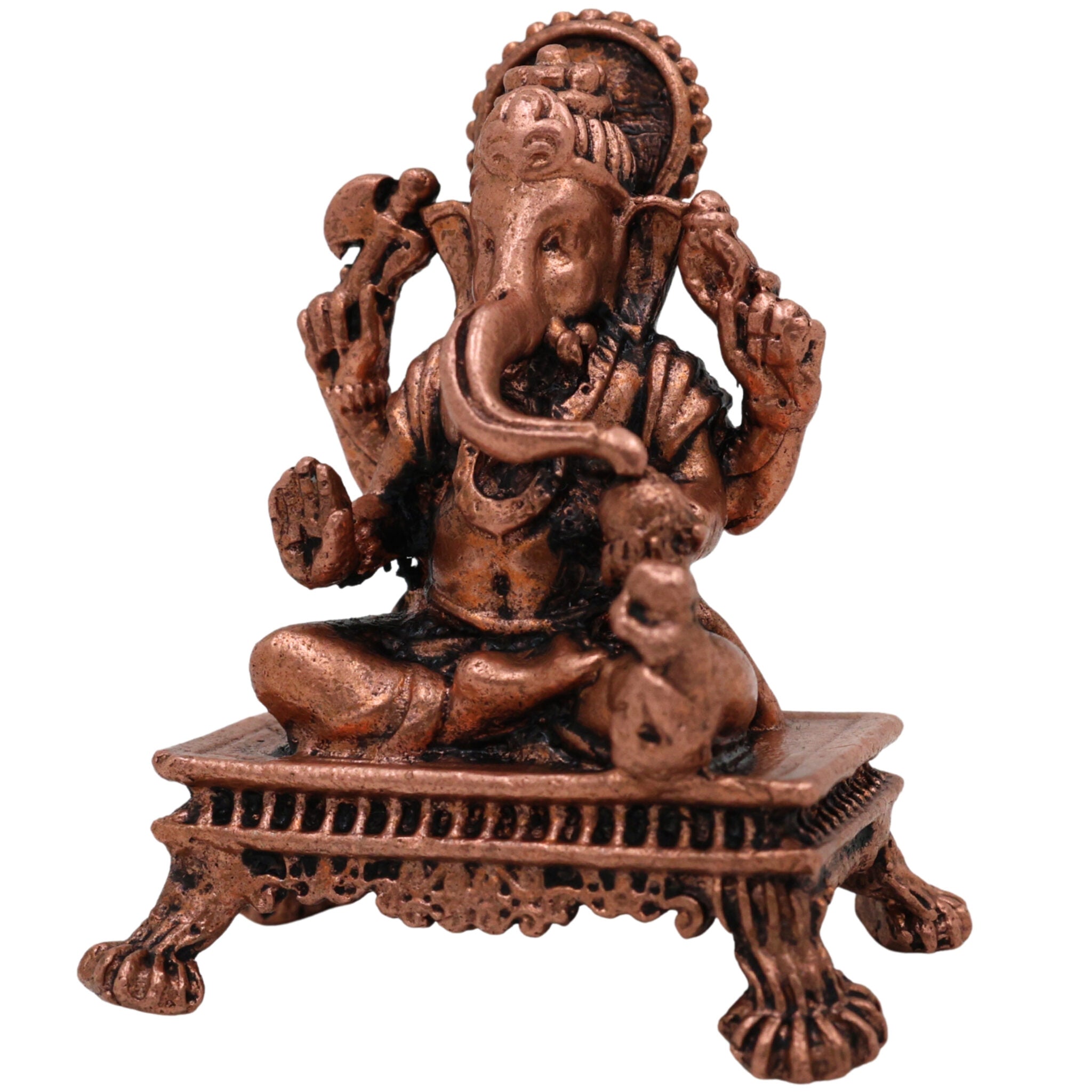 Copper Ganesha Idol, Handcrafted Tamra Ganapati Vinayaka Statue, Thamira Pillaiyar Ganesh Murti for Pooja, Home Decor & Spiritual Gifts, Brown, 1.5 Inch, 1 Piece