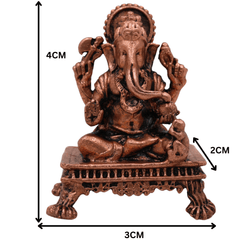 Copper Ganesha Idol, Handcrafted Tamra Ganapati Vinayaka Statue, Thamira Pillaiyar Ganesh Murti for Pooja, Home Decor & Spiritual Gifts, Brown, 1.5 Inch, 1 Piece