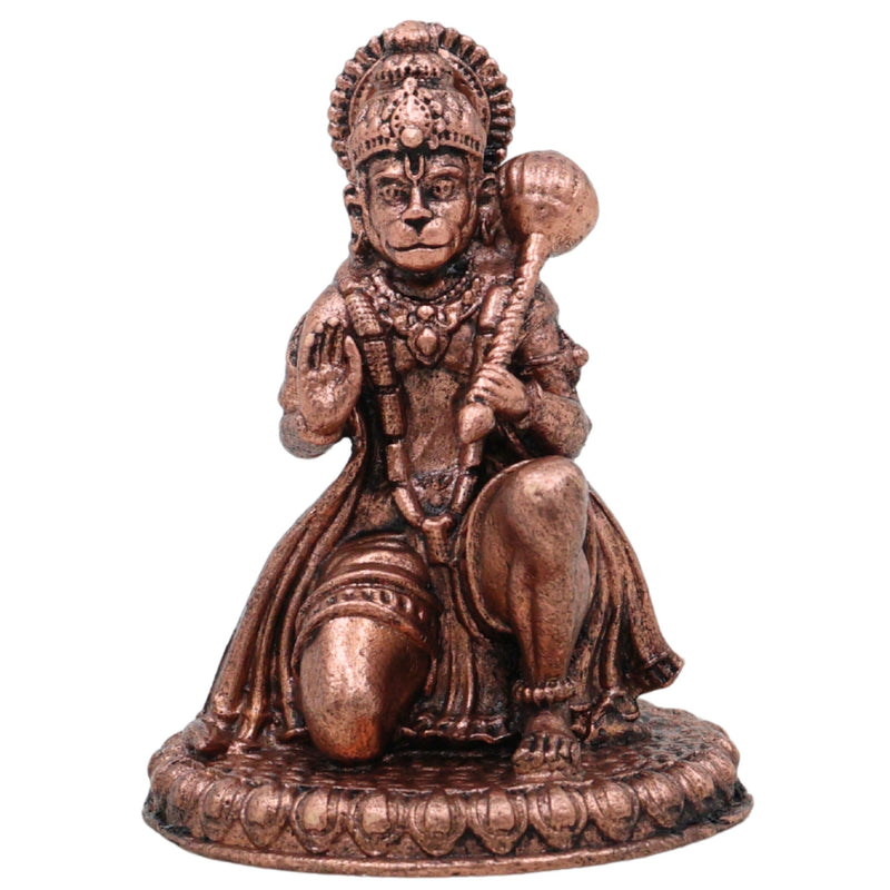 Copper Hanuman Idol, Tamra Anjaneya Bajrangbali Maruti Vigraham, Ramdoot Mahaveer Sankat Mochan Murti for Home Pooja & Decor, Brown, 2 Inch, 1 Piece