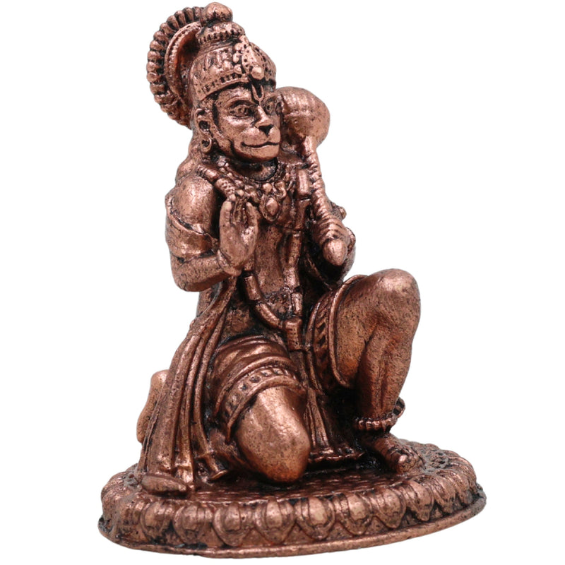 Copper Hanuman Idol, Tamra Anjaneya Bajrangbali Maruti Vigraham, Ramdoot Mahaveer Sankat Mochan Murti for Home Pooja & Decor, Brown, 2 Inch, 1 Piece