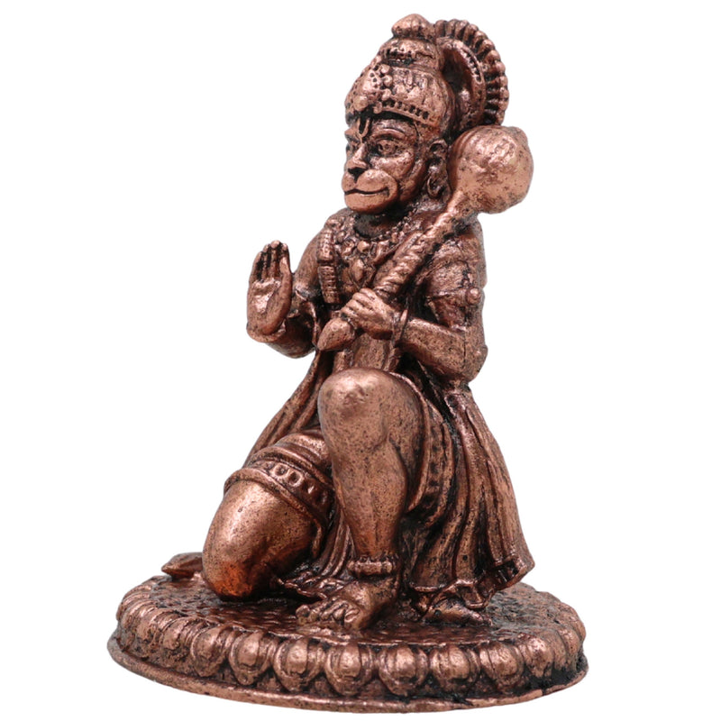 Copper Hanuman Idol, Tamra Anjaneya Bajrangbali Maruti Vigraham, Ramdoot Mahaveer Sankat Mochan Murti for Home Pooja & Decor, Brown, 2 Inch, 1 Piece