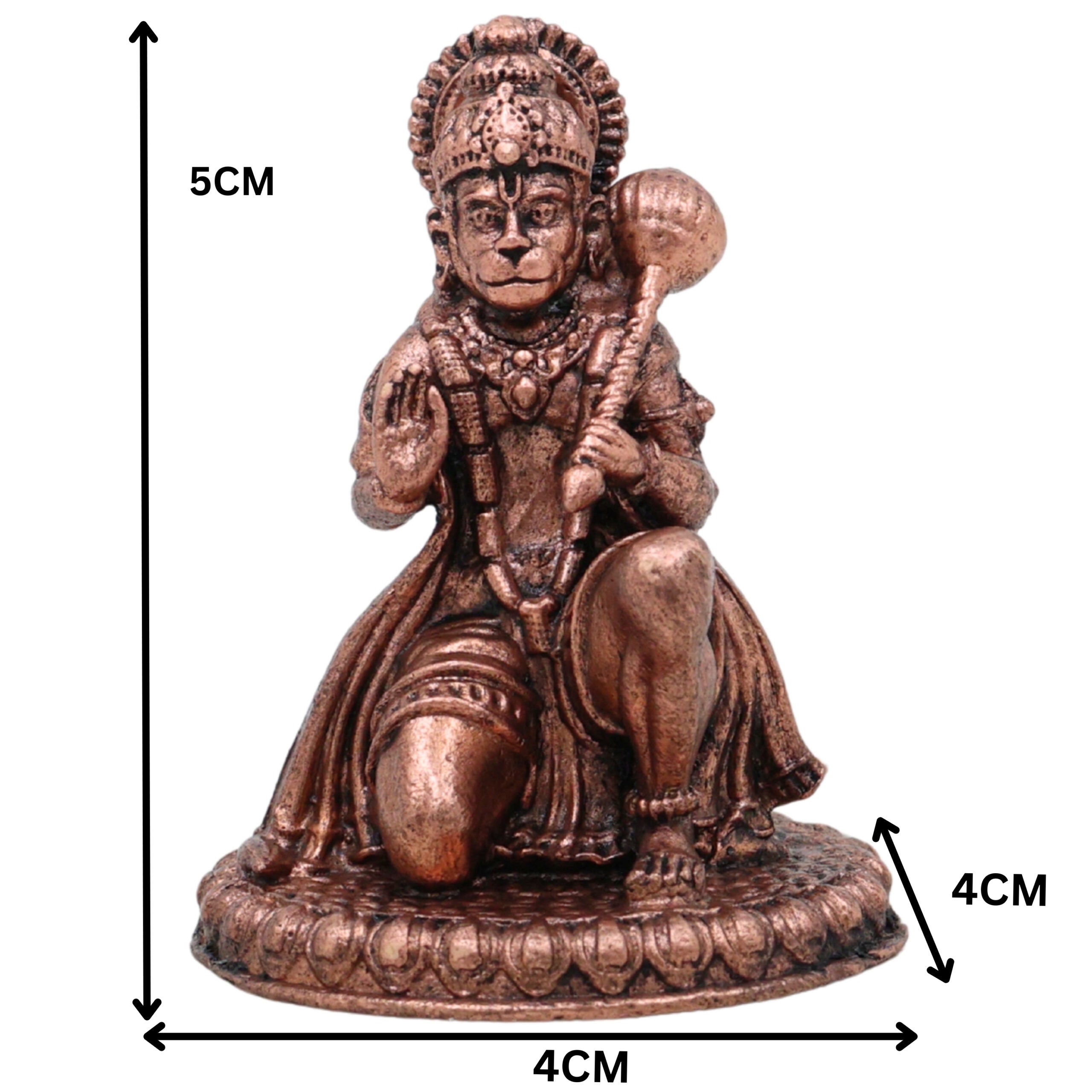 Copper Hanuman Idol, Tamra Anjaneya Bajrangbali Maruti Vigraham, Ramdoot Mahaveer Sankat Mochan Murti for Home Pooja & Decor, Brown, 2 Inch, 1 Piece