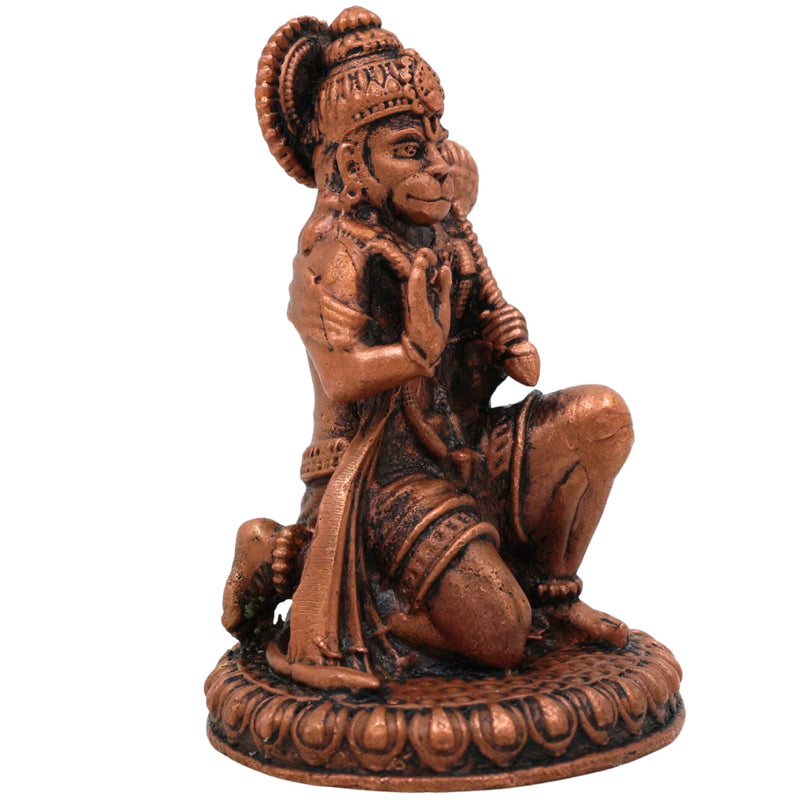 Copper Hanuman Idol, Tamra Anjaneya Murti, Handcrafted Bajrangbali Statue, Pavanputra Maruti Vigraham for Home Decor, Temple Pooja & Spiritual Gifts, Brown, 3 Inch, 1 Piece